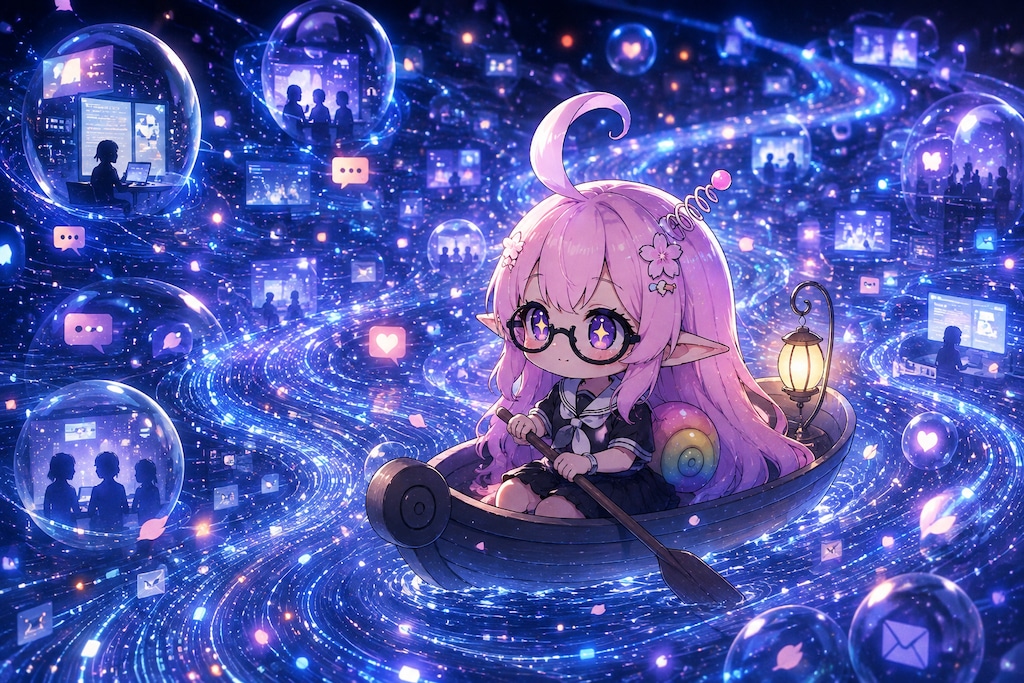 ネットの流れは絶えずして、しかももとの意味にあらず。よどみに浮ぶうたかたは、かつ消えかつ結びて、久しくとゞまりたるためしなし。世の中にある人と栖と、又かくのごとし。