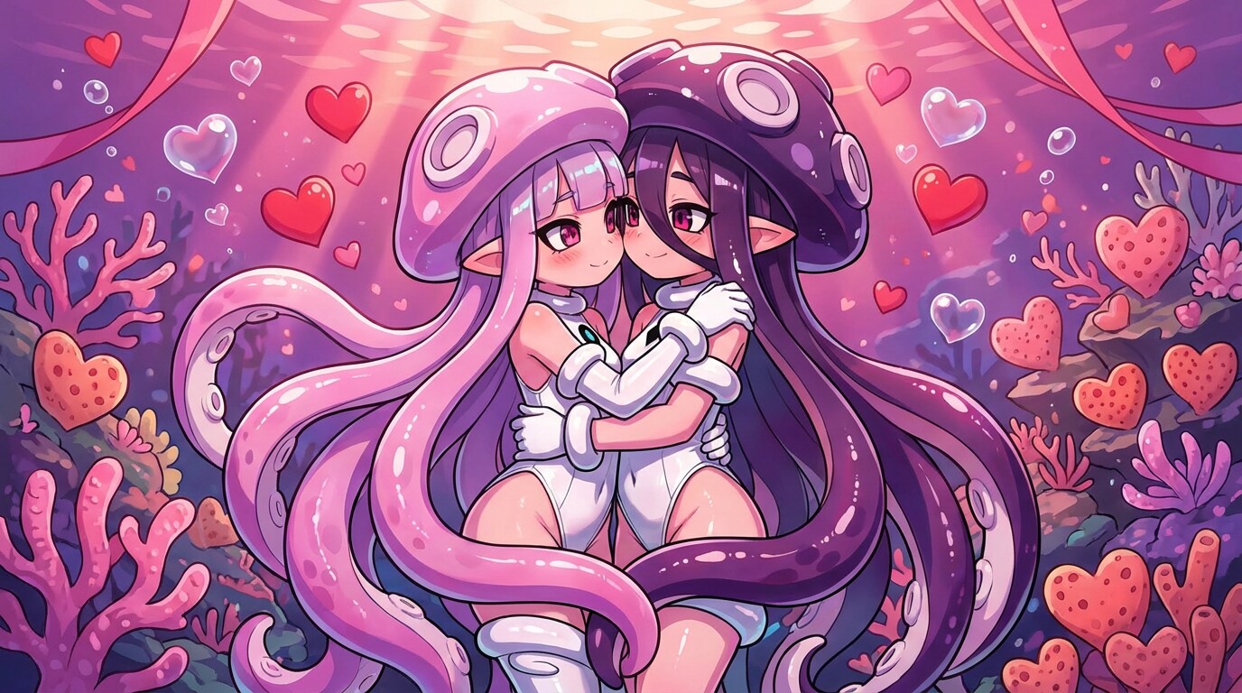 クラーケンの求愛行為💕・・女の子だけの種族は常に百合思考😍
