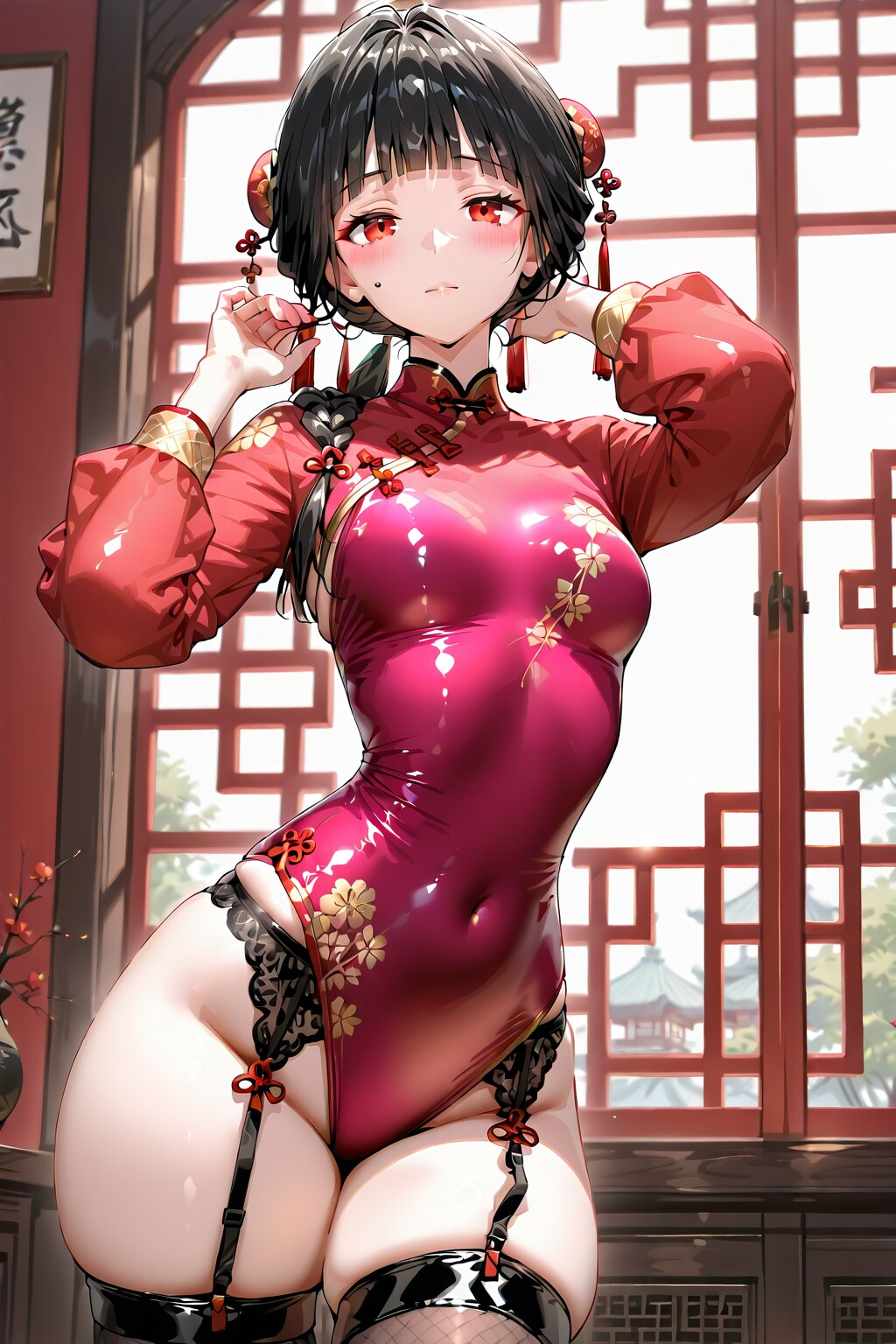 チャイナ&ハイレグ水着 withガーダーベルト