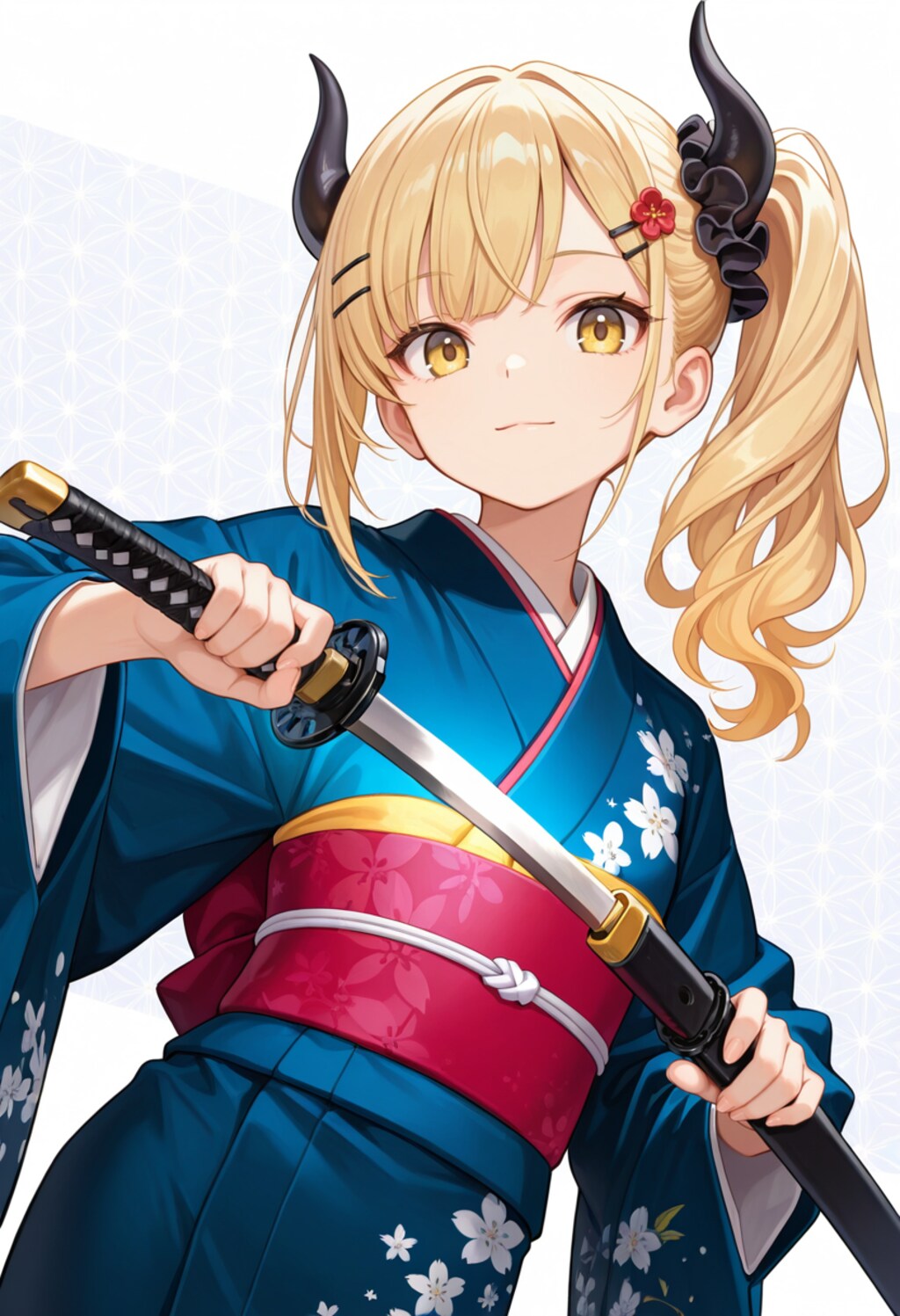 刀を抜く着物女鬼高生さん