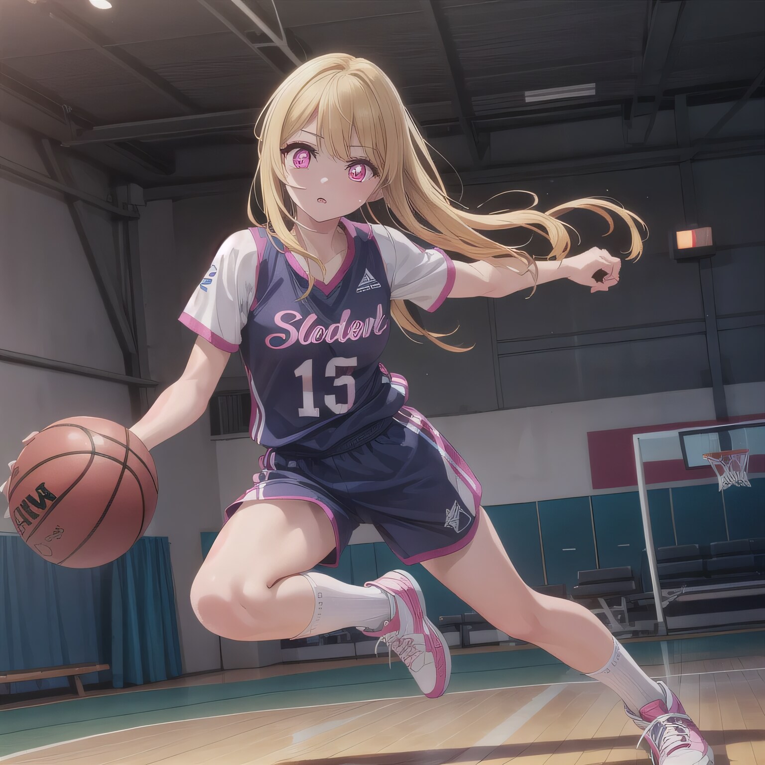 金髪ロングでユニフォームの少女１１ | の人気AIイラスト・グラビア