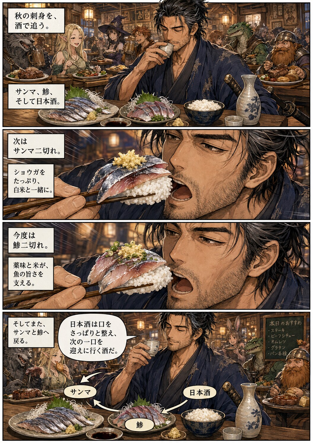 異世界食堂で和食を一人楽しむ | の人気AIイラスト・グラビア