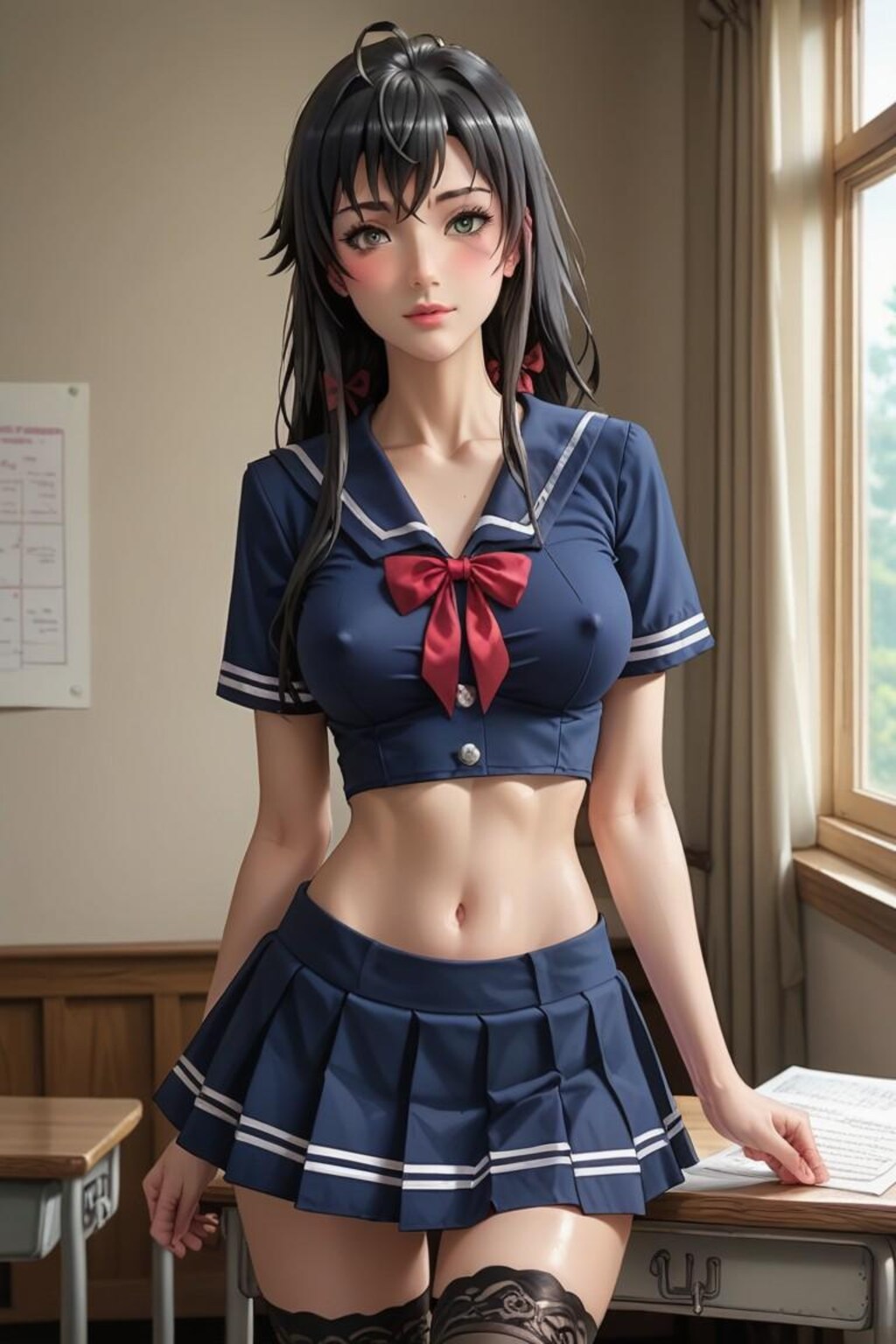 進路相談にノーブラで現れた黒髪女子高生