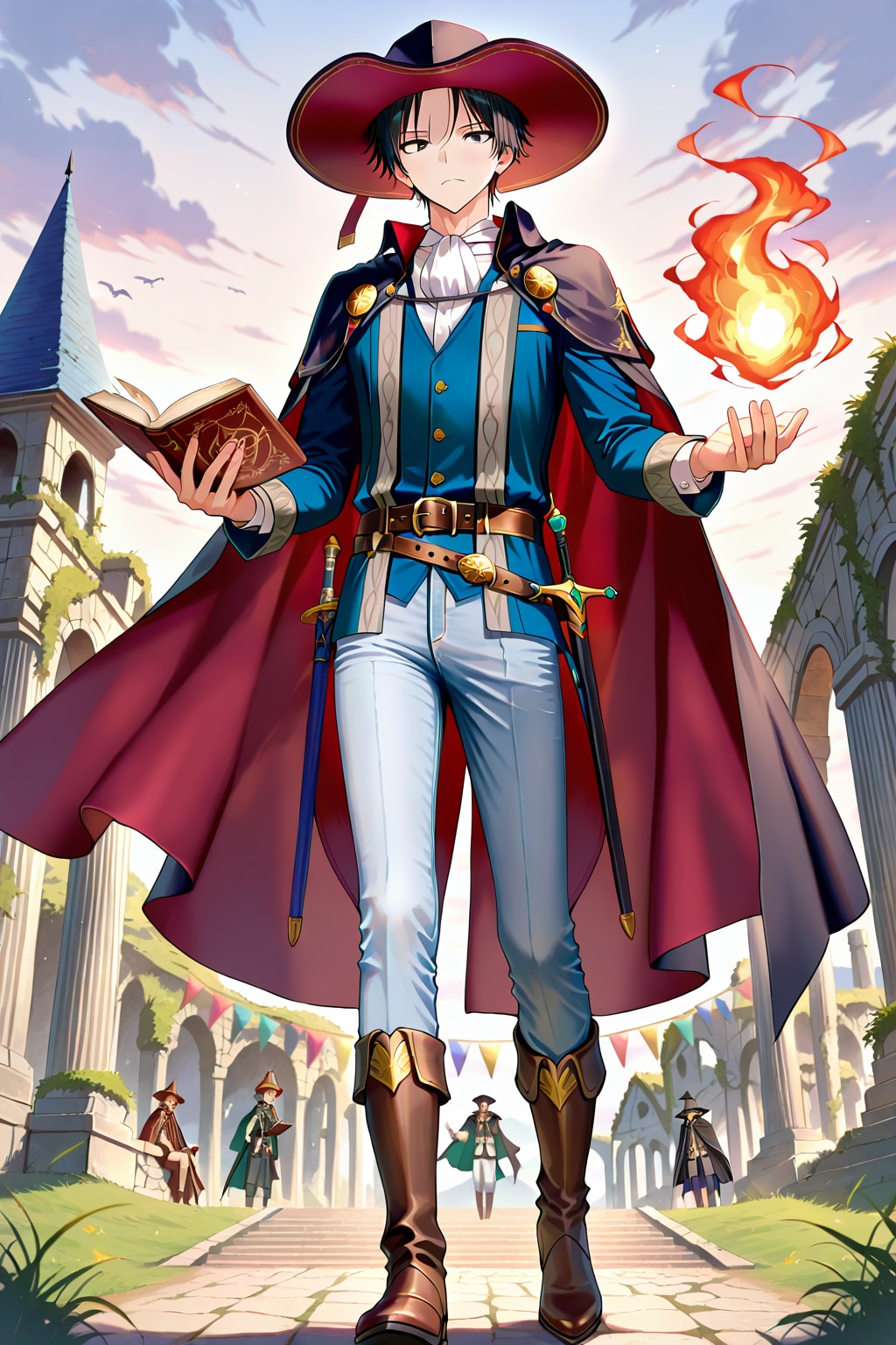 ファンタジー遺跡地下、アニメ風若き司教1-1-2-3-4-4-5-8-4