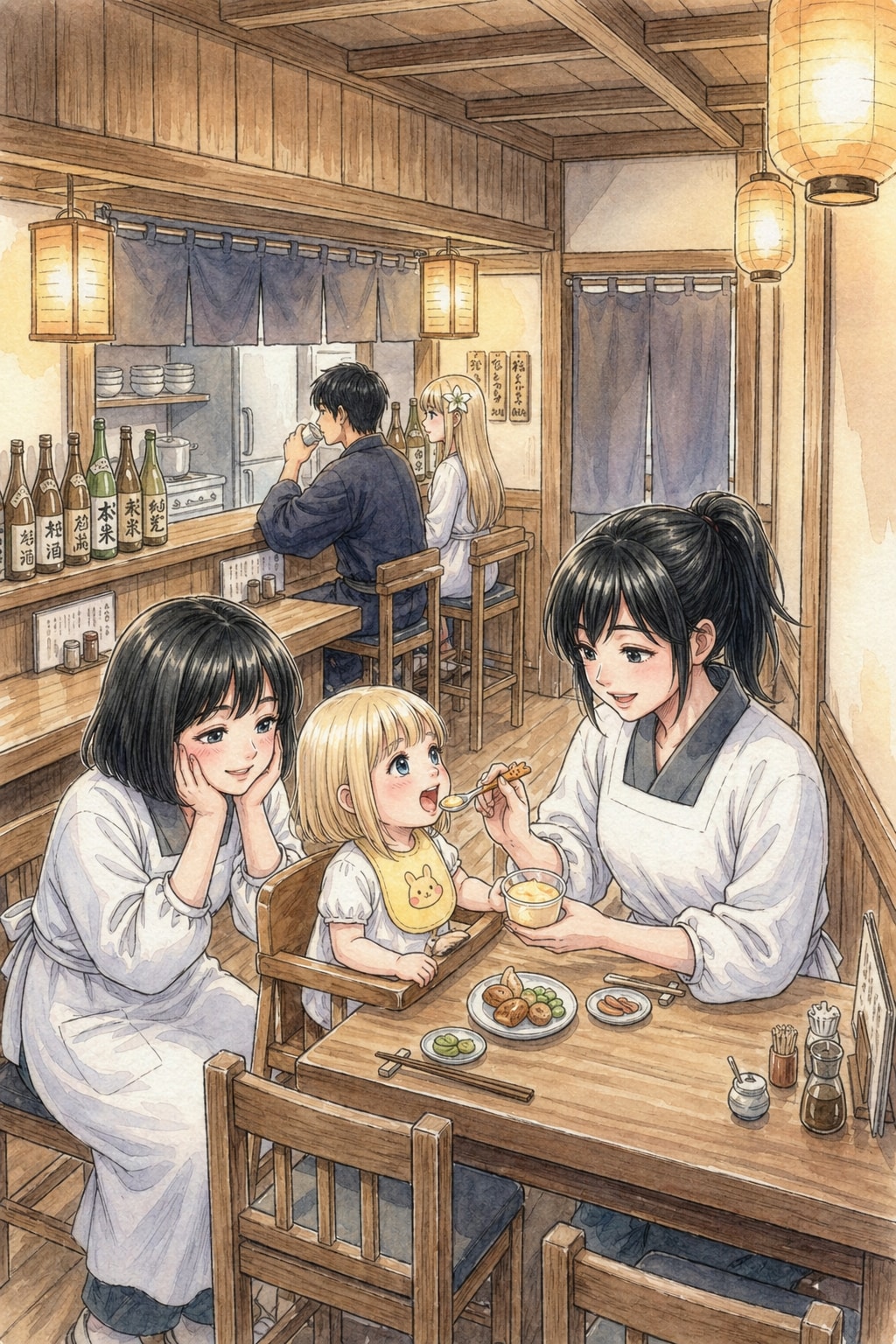 特に深く考えずシリーズChatGPT製。リリィ2歳を愛でるイラスト