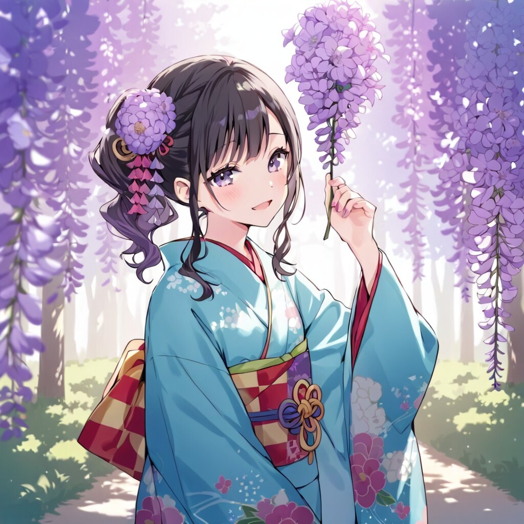 ライラックと着物女子260502