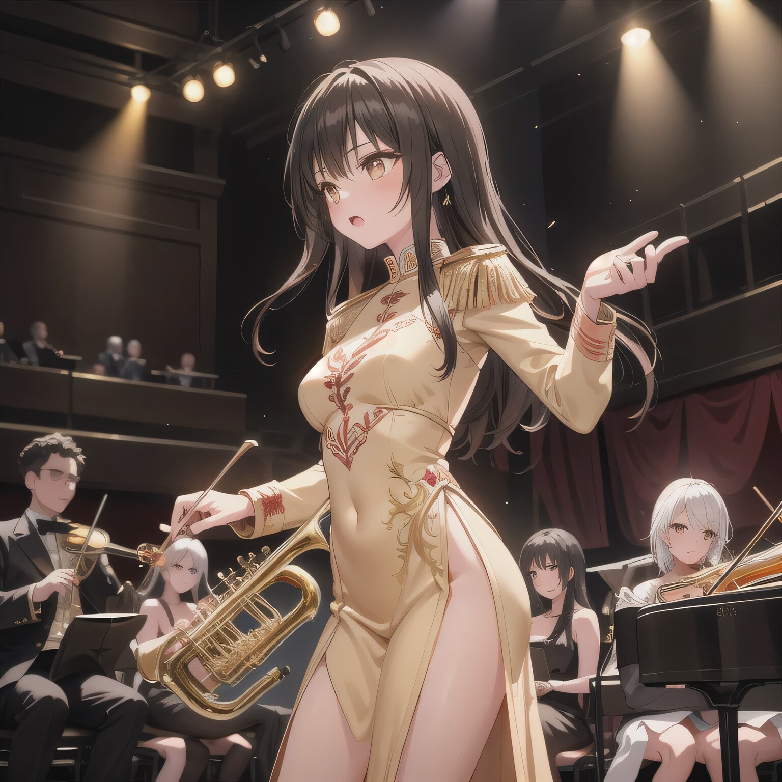 黒髪ロングでブラスバンドの少女１９ | の人気AIイラスト・グラビア