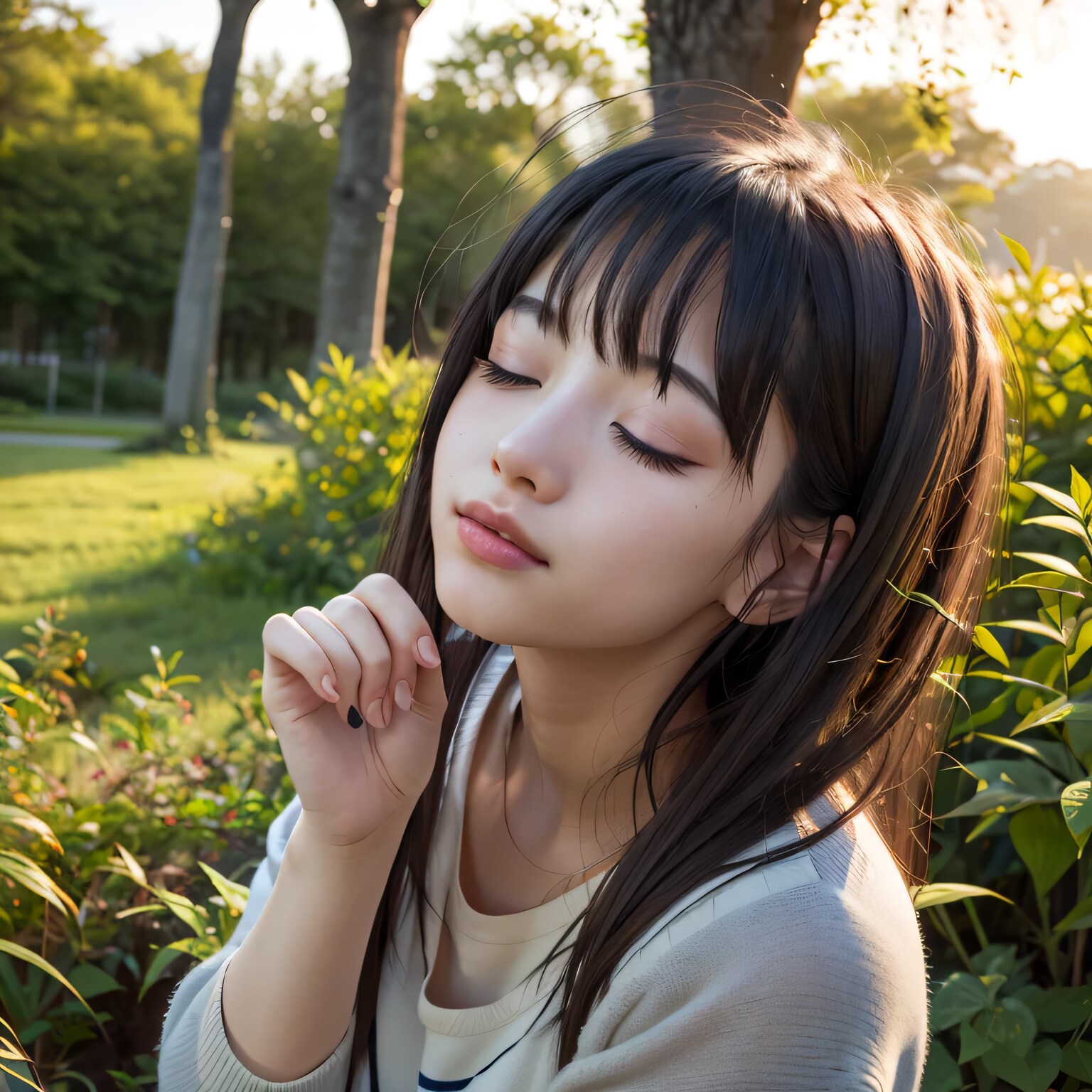 黒髪ロングでセーターの美女２３ | の人気AIイラスト・グラビア