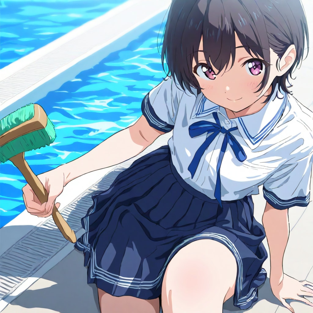 プール掃除するよー | の人気AIイラスト・グラビア