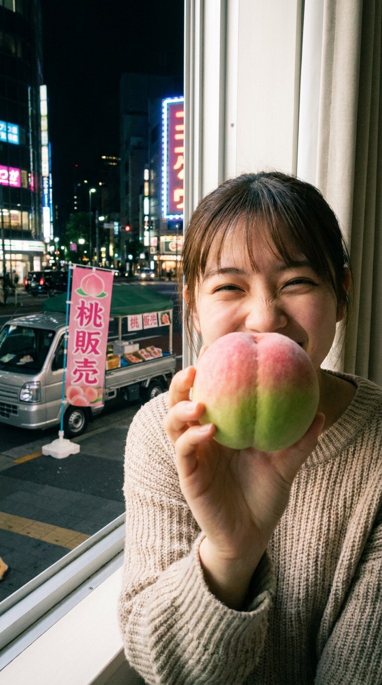 やたら緑の桃