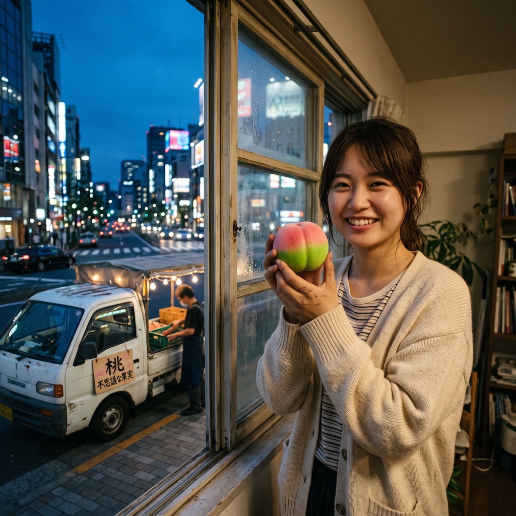 やたら緑の桃