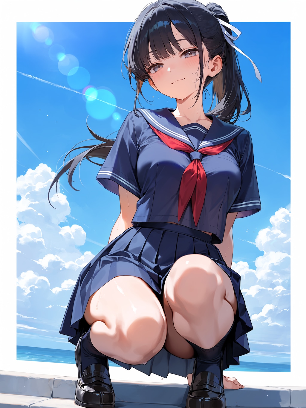 ポニーテールと青空