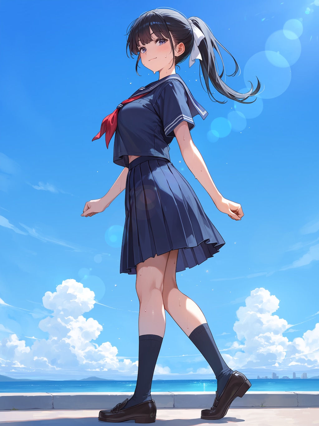 ポニーテールと青空