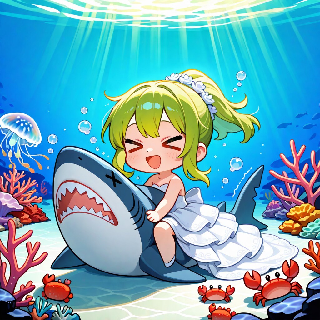 海の中の緑髪ちゃん