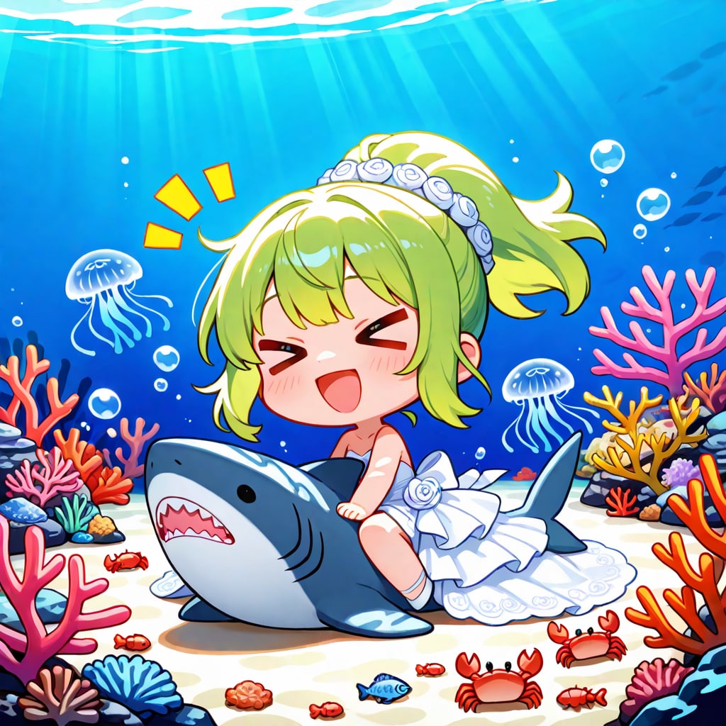 海の中の緑髪ちゃん