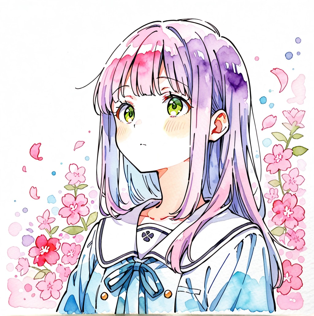 水彩画の女の子