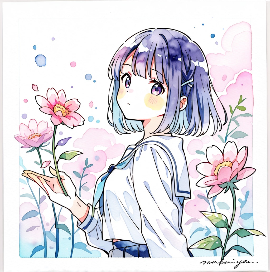 水彩画の女の子