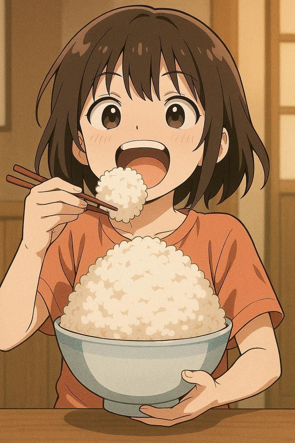 ごはんもりもり少女フィギュア