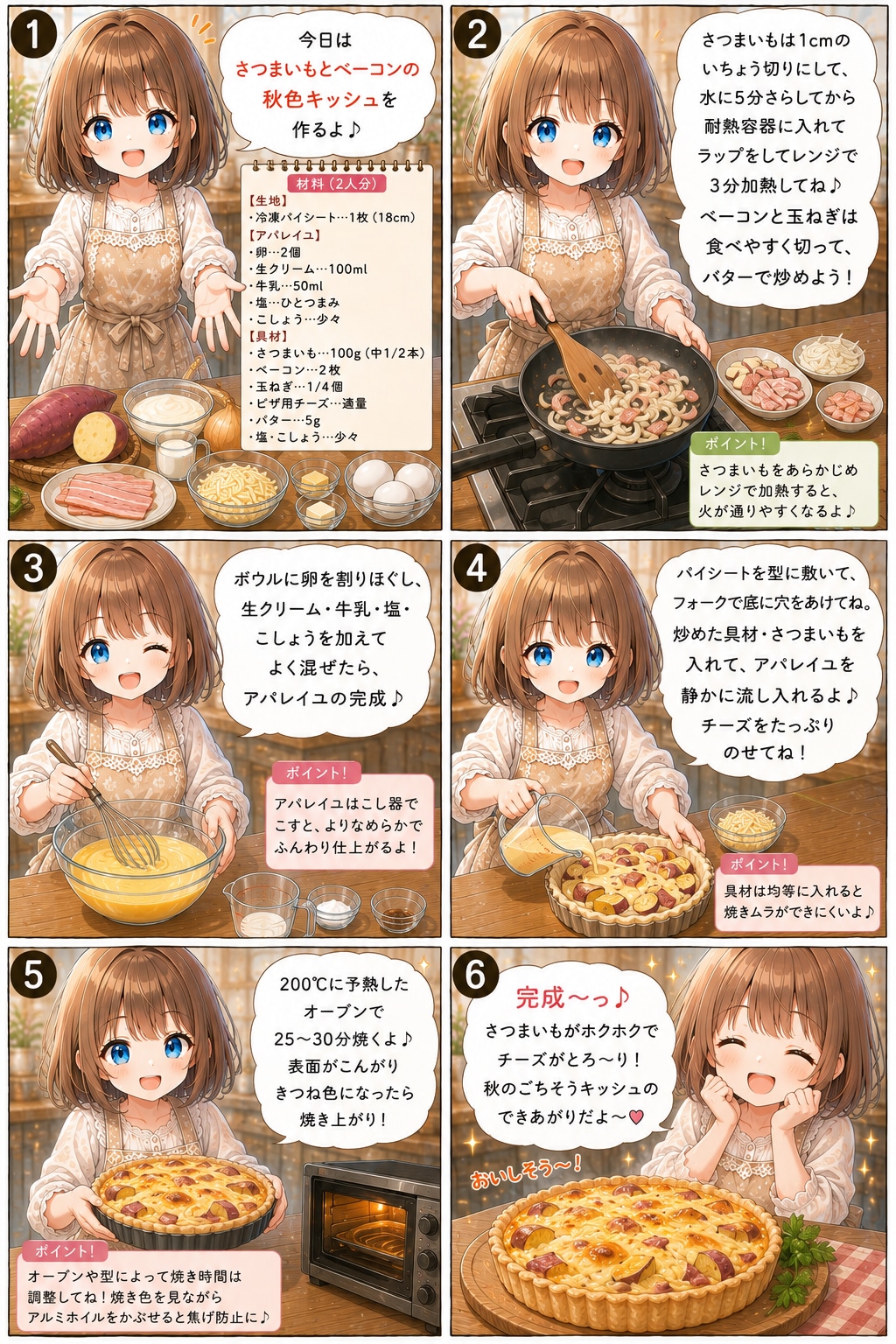 さつまいもとベーコンの秋色キッシュ