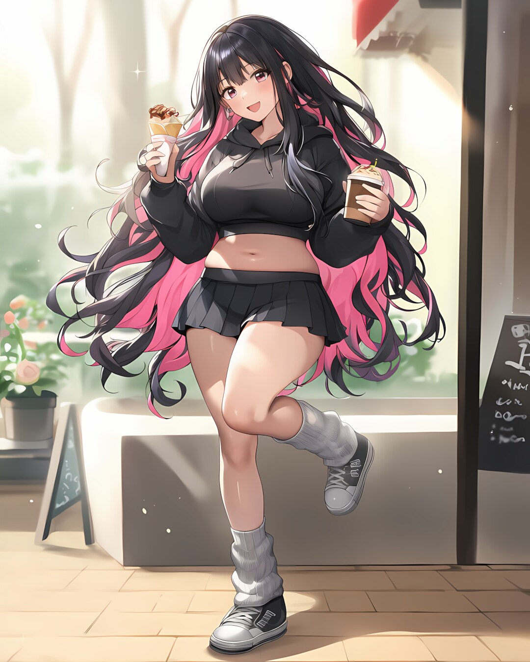 日曜の朝はオープンテラスでモーニング☕️🖤