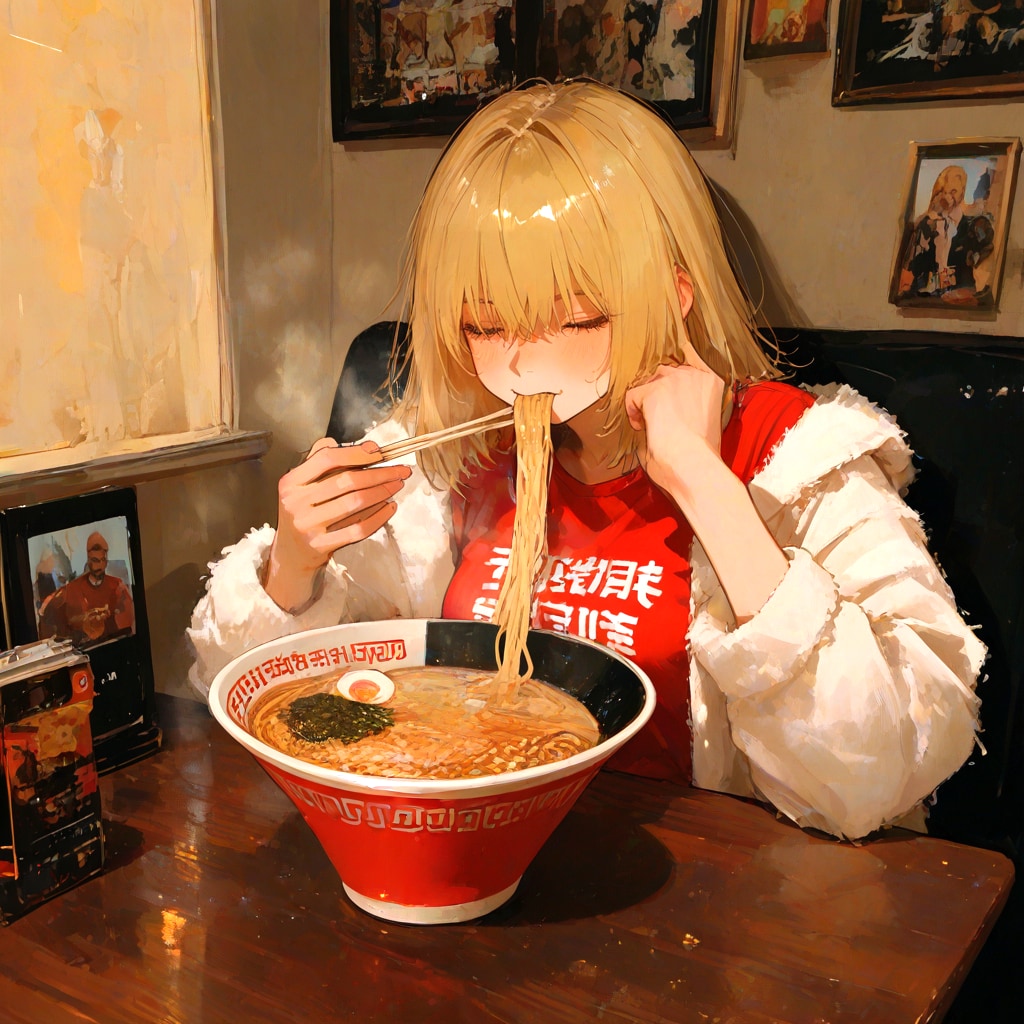 RAMENを食べるカート・コバーン好きの女 | の人気AIイラスト・グラビア