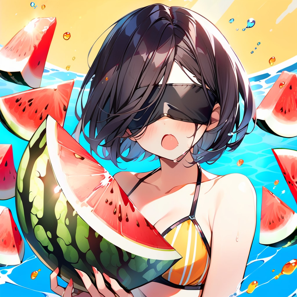 スイカ割れたー