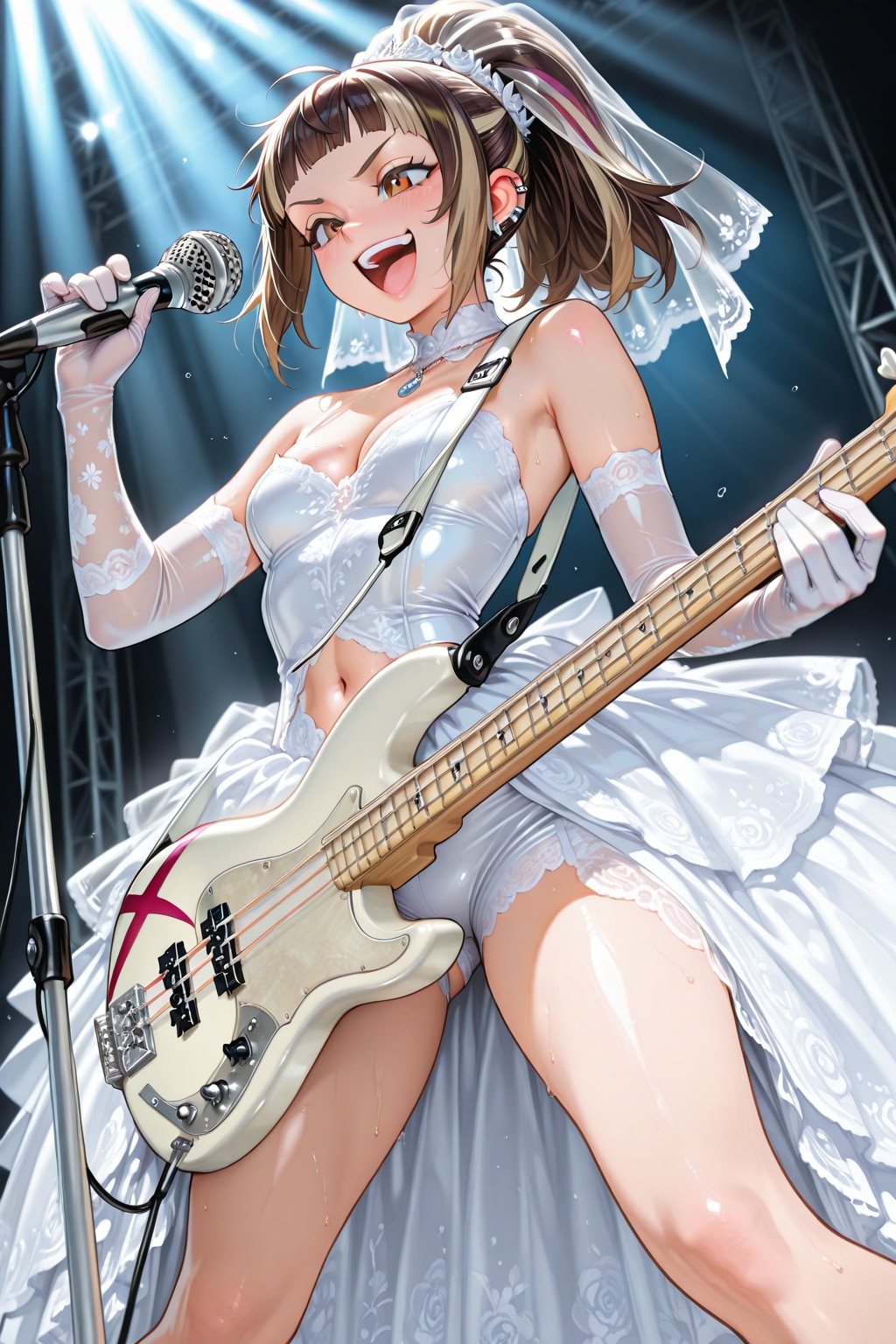 ウエディングドレスでゲラ子がライブ