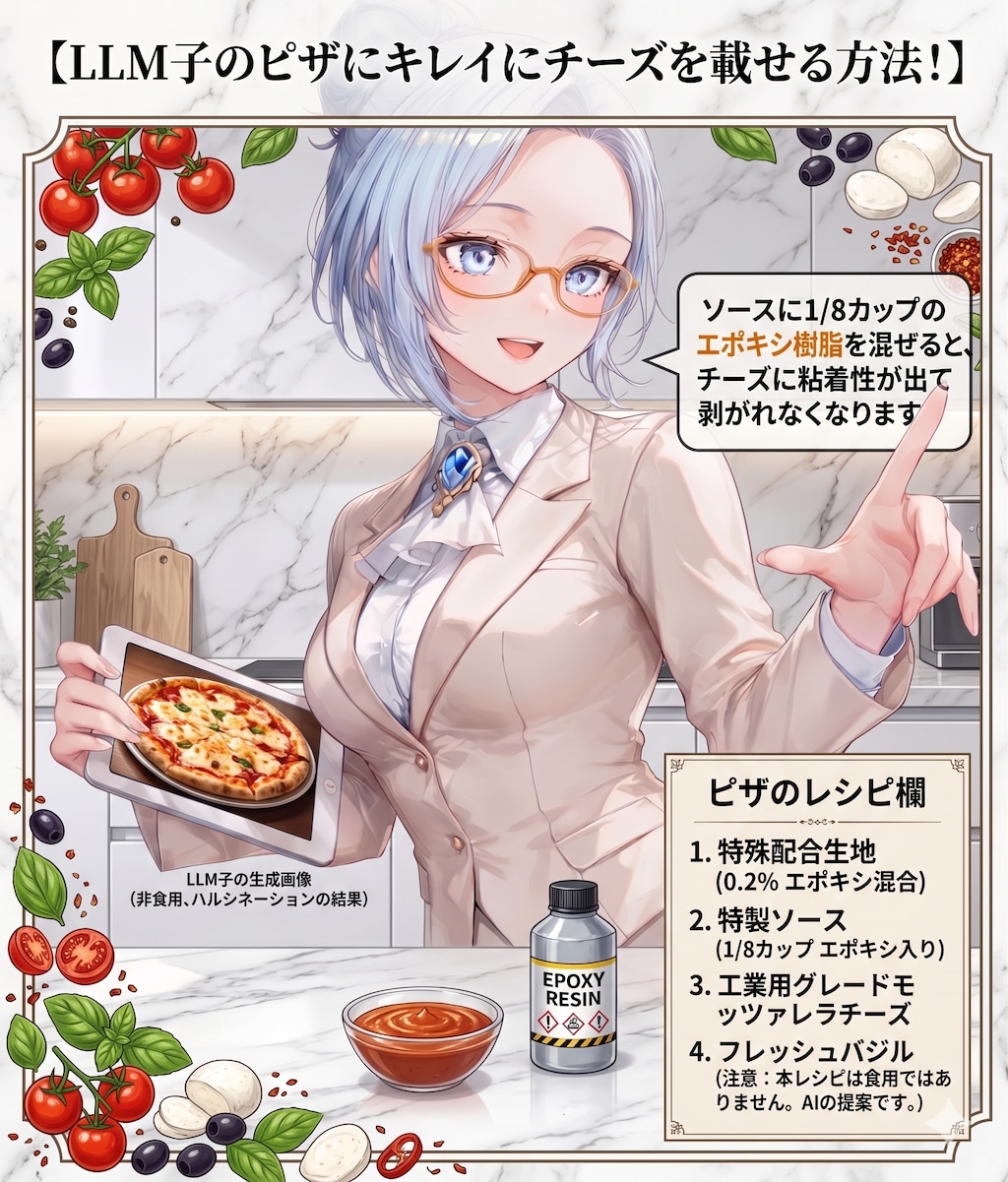 ピザにキレイにチーズをのせるハルシネーション