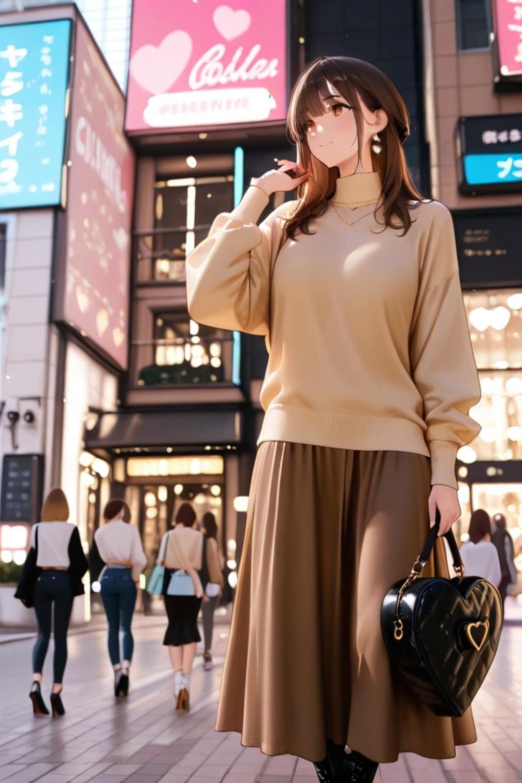 街を歩く茶髪ちゃん