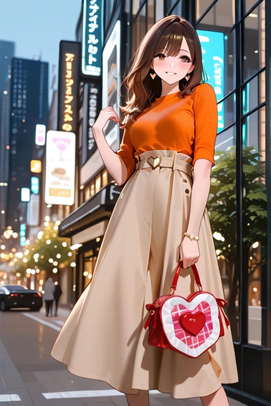 街を歩く茶髪ちゃん