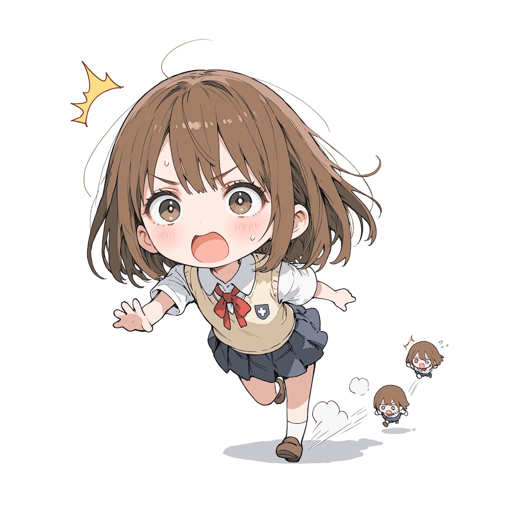 「わっ、謎生物！待て〜」/「お、と、とっ」(ベチッ)