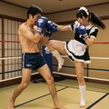 メイド服でスパーリング 5枚目