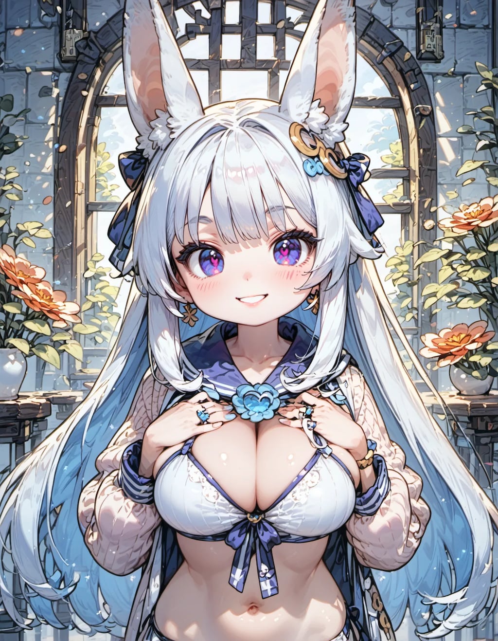 Bunny Girl in the Greenhouse