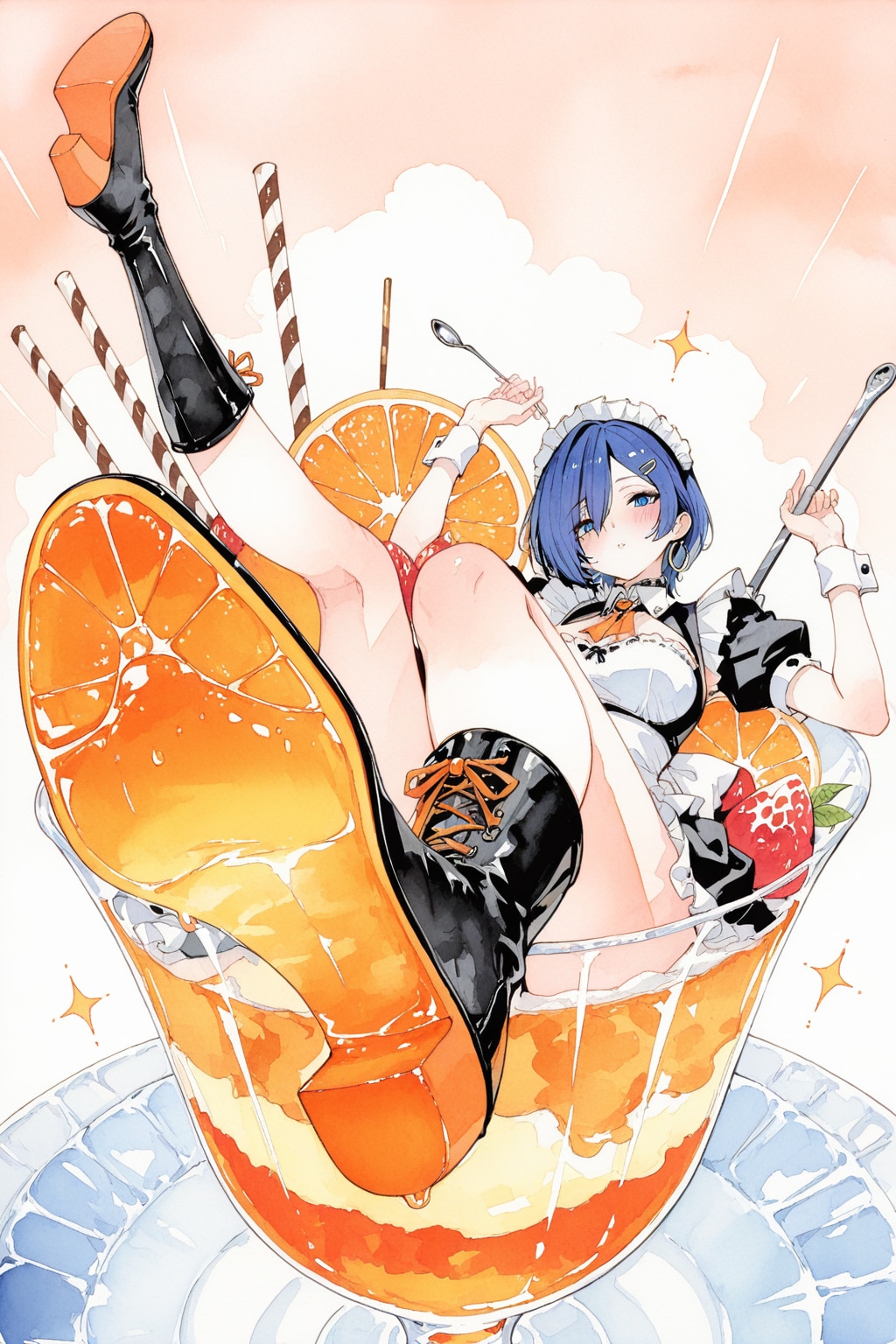 夕暮れ色時のメイドさん