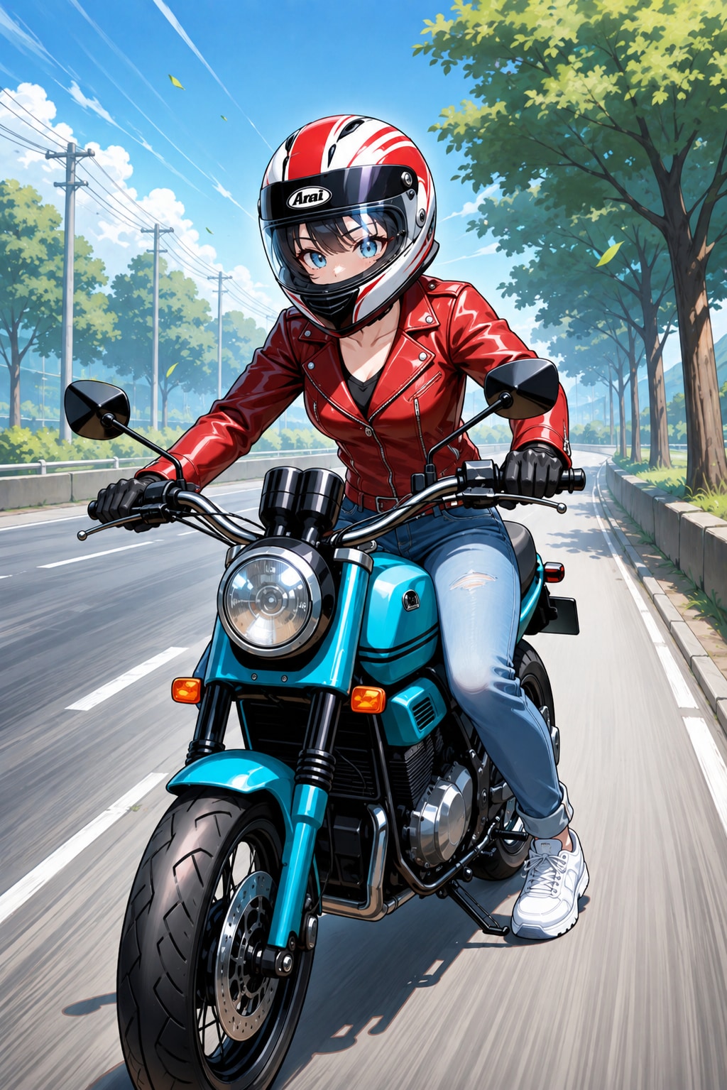 バイクを運転する本田可憐ちゃん