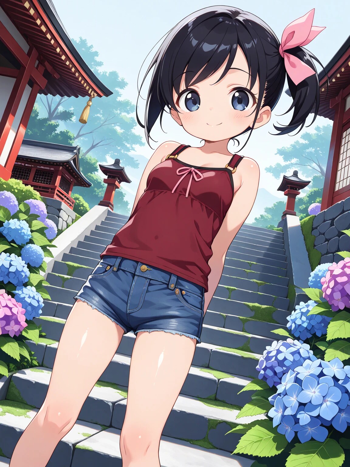 さやかちゃんと紫陽花寺 | の人気AIイラスト・グラビア