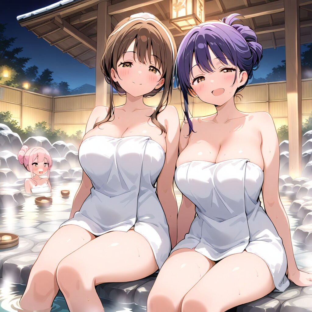 温泉にて