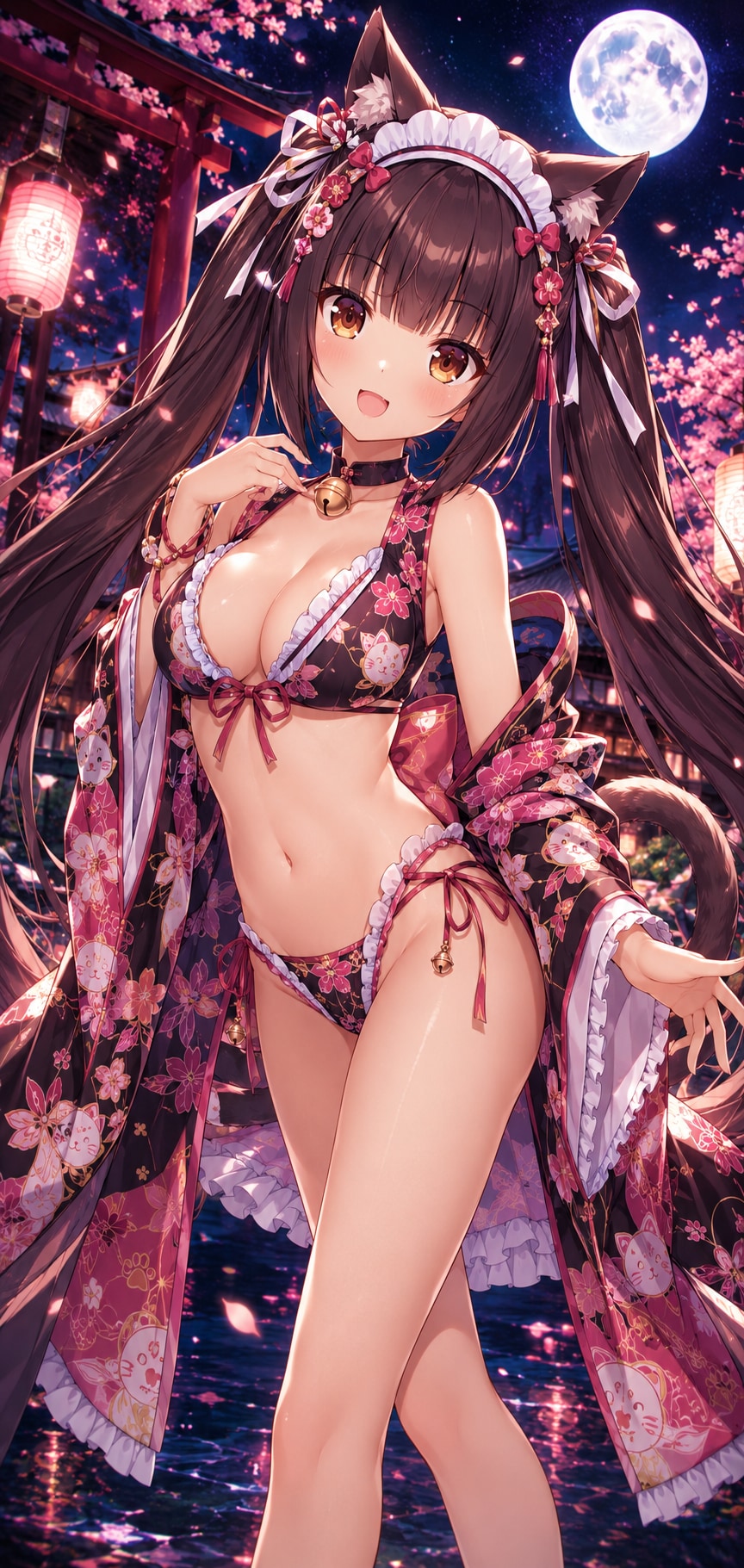 スマホ壁紙サイズ  和服ビキニ👘 ̖́-‬ネコぱら