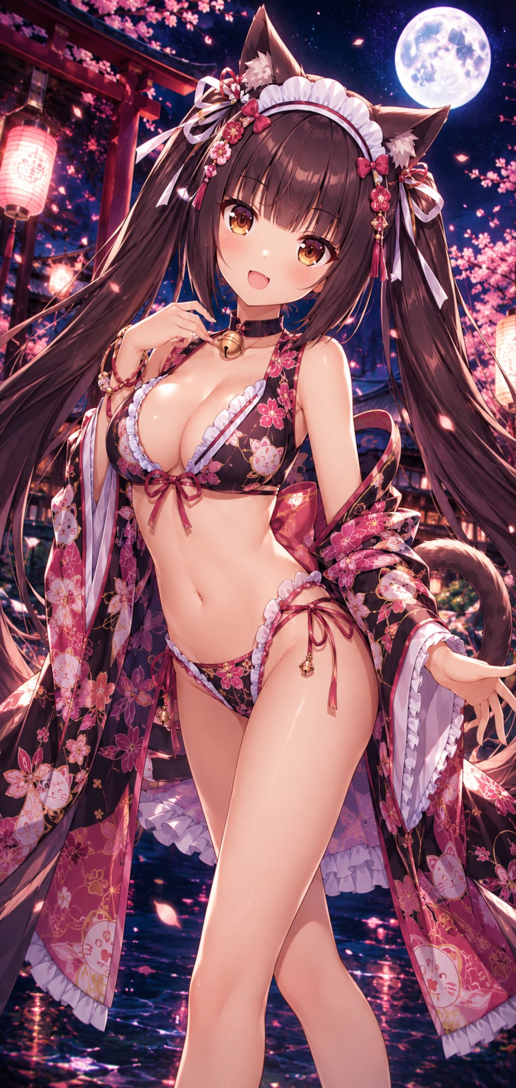 スマホ壁紙サイズ  和服ビキニ👘 ̖́-‬ネコぱら