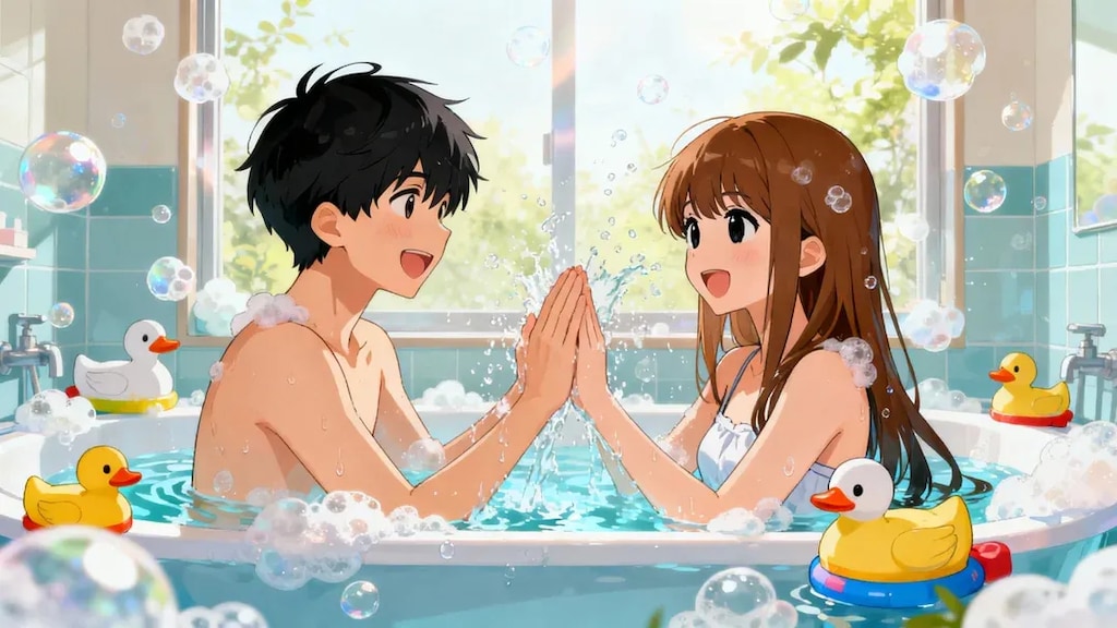 学校帰りに雨が降ったので家でお風呂に入るみことちゃんと彼氏