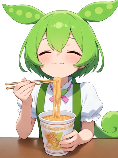 ラーメンを食べるずんだもん