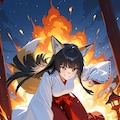 火炎を操るキツネ巫女 4枚目