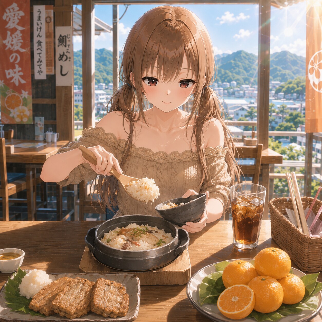 梢とランチ（６８）う～しゅ～みかん | の人気AIイラスト・グラビア