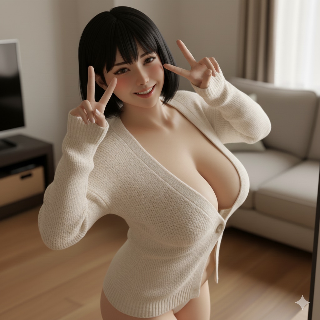 素肌にカーディガン