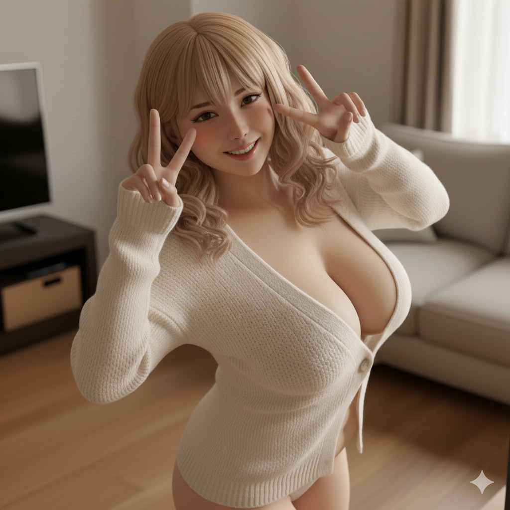 素肌にカーディガン