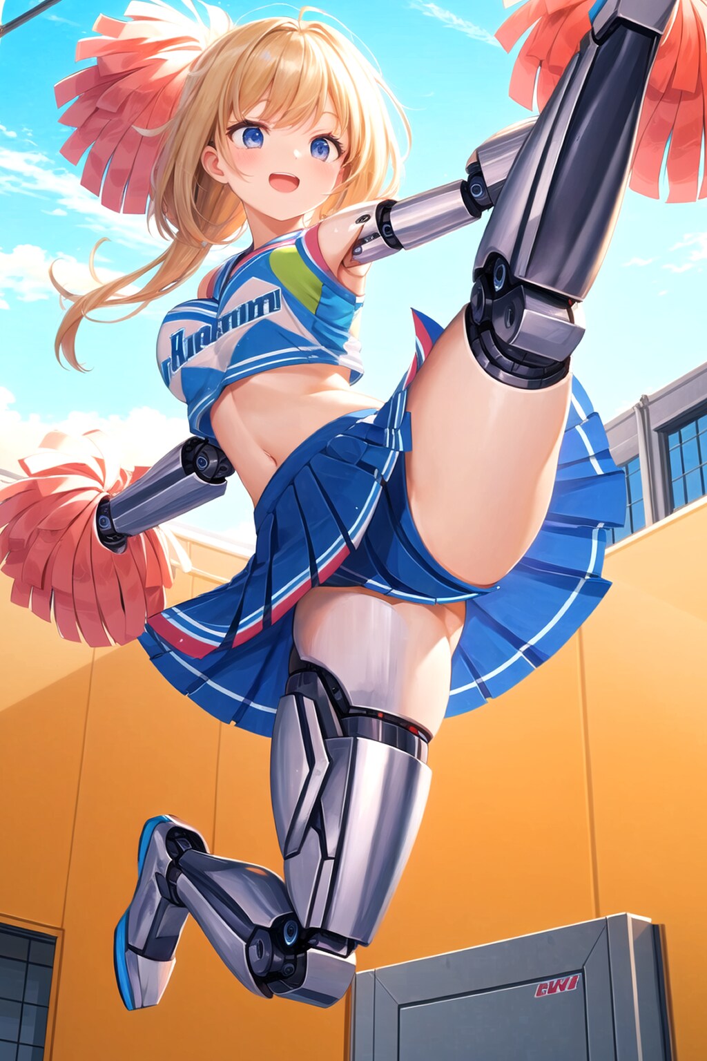 戦うチアガール　メカ娘　もっと蹴るぞー