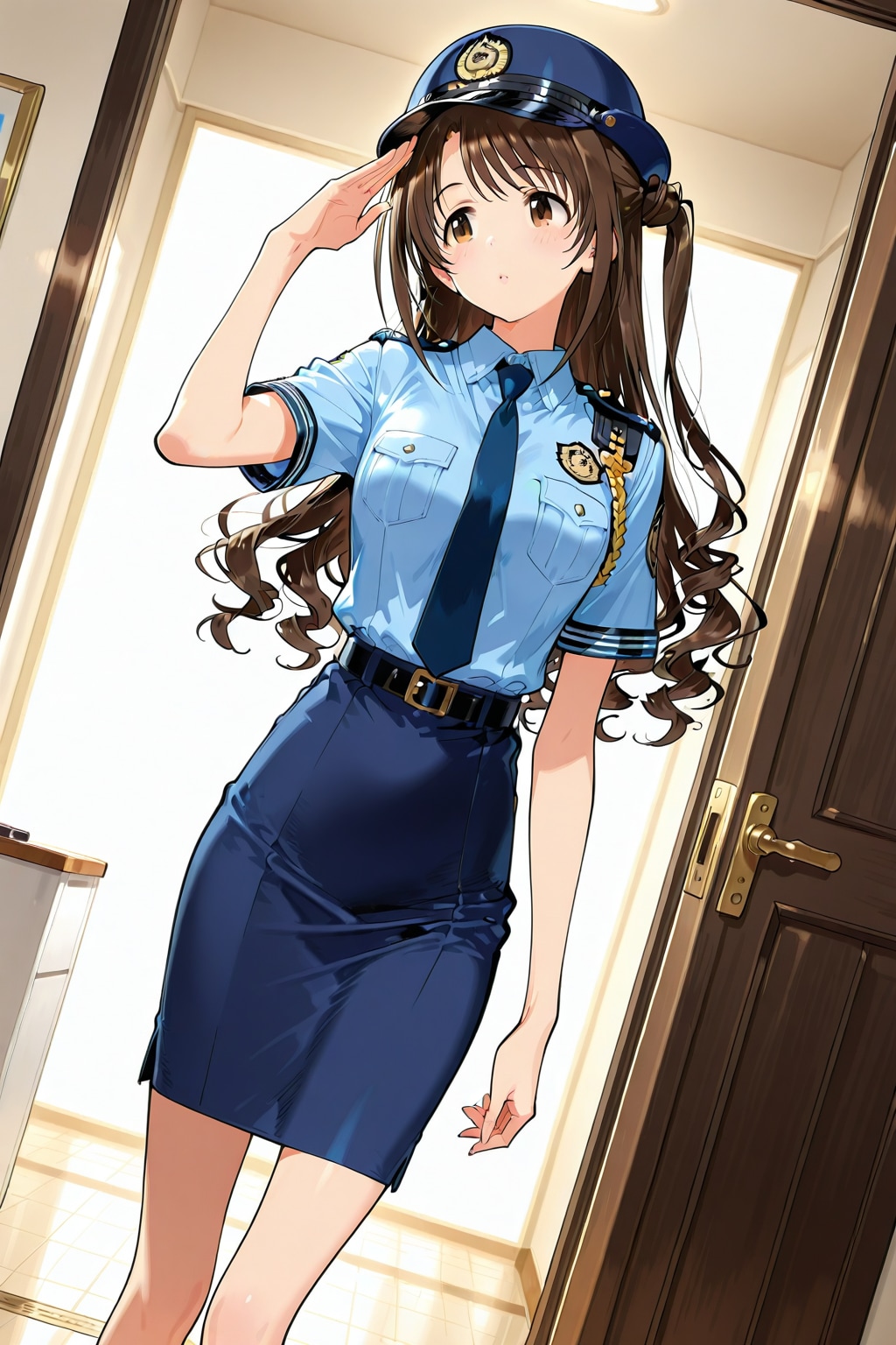 【コスプレ】敬礼する島村卯月　ー警察官企画参加ー | の人気AIイラスト・グラビア