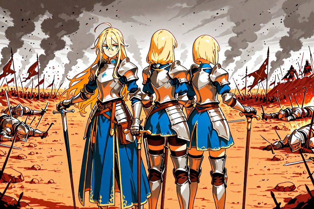 杖を持つ騎士と剣を持つ魔導士