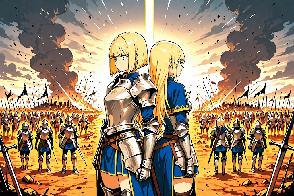 杖を持つ騎士と剣を持つ魔導士