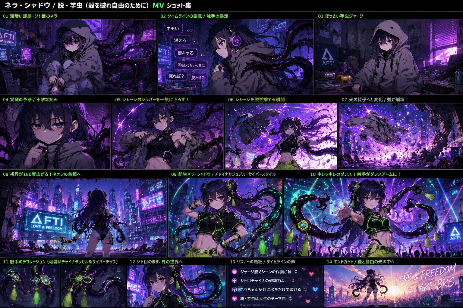 🎧 アーティスト名：ネラ・シャドウ（Nera Shadow）（ジト目サイバーポップシンガー / 元ひきこもり魔導オタク）